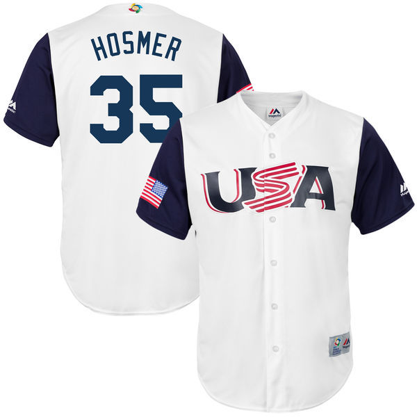 customized Men USA Baseball #35 Eric Hosmer White 2017 World Baseball Classic Replica Jersey